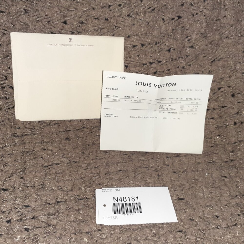 LOUIS VUITTON-Tate GM-Damier Ebene Shoulder Bag-Hobo-Dustbag/Receipt-Authentic - Picture 15 of 16